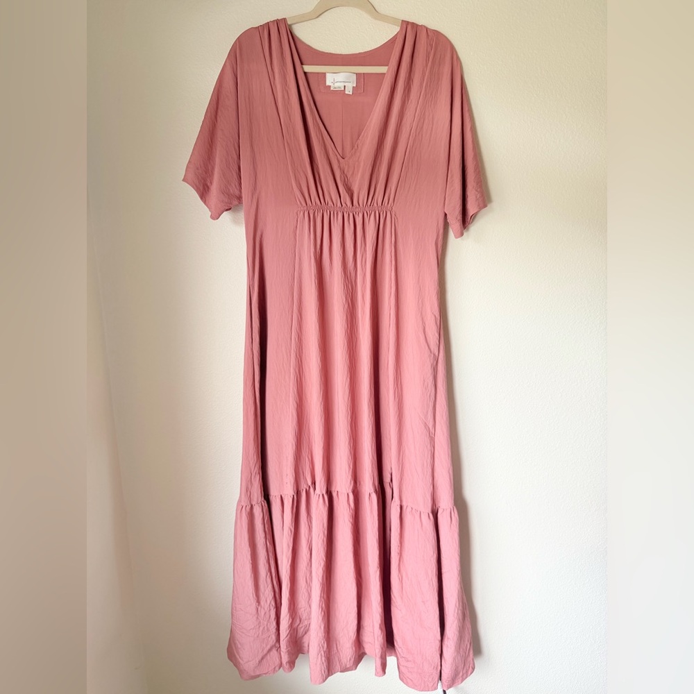 Anthropologie Mauve Pink V-Neck Waistless Maxi Dress, Size Small - Picture 2 of 10